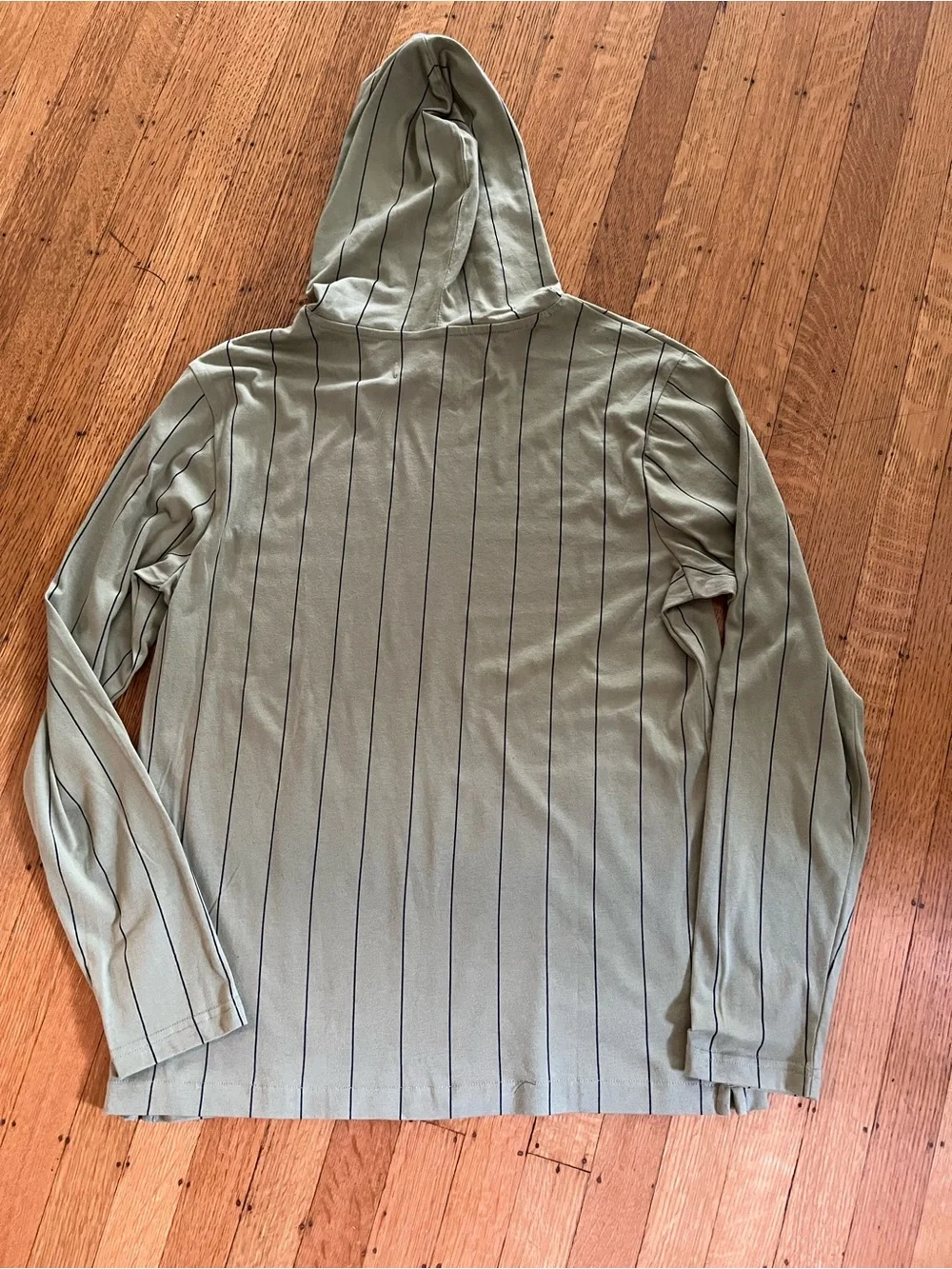 Levi's Olive Green Pinstripe Hooded Pullover with Yellow Drawstrings
